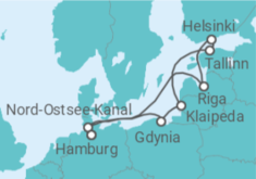 Reiseroute der Kreuzfahrt  Die vielfältige Kultur Nordeuropas - Hapag-Lloyd Cruises