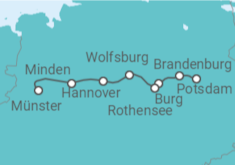 Reiseroute der Kreuzfahrt  Potsdam • Brandenburg • Hannover • Münster - Nicko Cruises