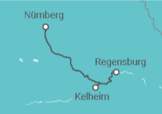 Reiseroute der Kreuzfahrt  Nürnberg • Regensburg • Kelheim • Nürnberg - Advent - Nicko Cruises