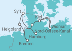 Reiseroute der Kreuzfahrt  Auf neuen Wegen im Norden Deutschlands - Hapag-Lloyd Cruises