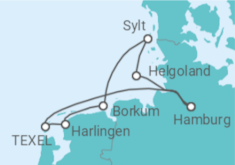 Reiseroute der Kreuzfahrt  Deutsch-Niederländische Ursprünglichkeit - Hapag-Lloyd Cruises