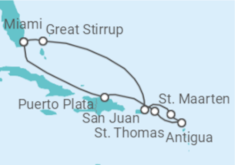 Reiseroute der Kreuzfahrt  Bahamas, Amerikanische Jungferninseln, Sint Maarten, Puerto Rico - NCL Norwegian Cruise Line