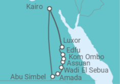 Reiseroute der Kreuzfahrt  Kairo • Abu Simbel • Assuan • Luxor - Nicko Cruises