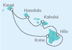 Reiseroute der Kreuzfahrt  Hawaii & California Dream - NCL Norwegian Cruise Line