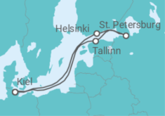 Reiseroute der Kreuzfahrt  Ostsee ab Kiel - AIDA