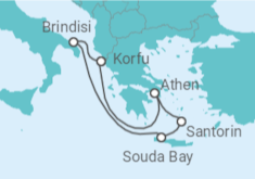 Reiseroute der Kreuzfahrt  Griechenland ab Korfu - AIDA