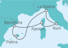Reiseroute der Kreuzfahrt  Mediterrane Schätze ab Mallorca - AIDA
