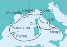 Reiseroute der Kreuzfahrt  Mediterrane Highlights - AIDA