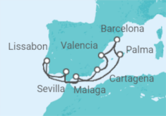 Reiseroute der Kreuzfahrt  Spanien & Portugal - AIDA