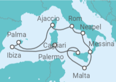 Reiseroute der Kreuzfahrt  Italien & Mittelmeerinseln - AIDA