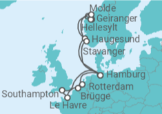 Reiseroute der Kreuzfahrt  Metropolen & Norwegen - AIDA