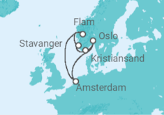 Reiseroute der Kreuzfahrt  Norwegen - Holland America Line