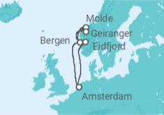 Reiseroute der Kreuzfahrt  Norwegen - Holland America Line