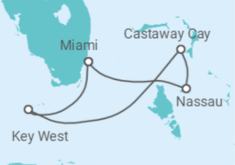 Reiseroute der Kreuzfahrt  USA, Bahamas - Disney Cruise Line