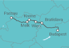Reiseroute der Kreuzfahrt  8-Tage Passau-Budapest-Passau (xmas) - Nicko Cruises