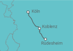 Reiseroute der Kreuzfahrt  Köln • Rüdesheim • Koblenz • Köln - Nicko Cruises