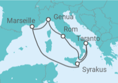 Reiseroute der Kreuzfahrt  Frankreich, Italien - MSC Cruises