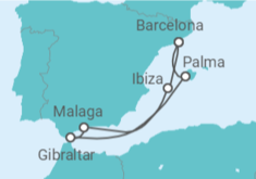 Reiseroute der Kreuzfahrt  Spanisches Temperament - Virgin Voyages