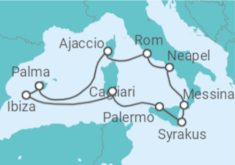 Reiseroute der Kreuzfahrt  Italien & Mittelmeerinseln - AIDA