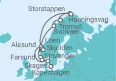 Reiseroute der Kreuzfahrt  Norwegen - Seabourn