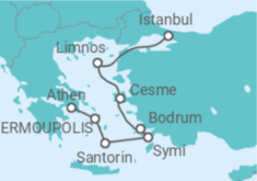 Reiseroute der Kreuzfahrt  Türkei, Griechenland - Seabourn