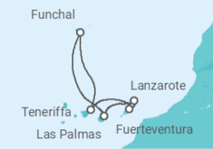 Reiseroute der Kreuzfahrt  Kanaren und Madeira ab Teneriffa - AIDA