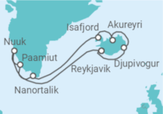 Reiseroute der Kreuzfahrt  Island und Grönland - NCL Norwegian Cruise Line