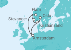 Reiseroute der Kreuzfahrt  Norwegen - Holland America Line
