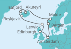 Reiseroute der Kreuzfahrt  Norwegen, Island, Vereinigtes Königreich - Holland America Line