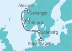Reiseroute der Kreuzfahrt  Norwegen - Holland America Line