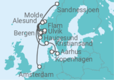 Reiseroute der Kreuzfahrt  Norwegische Fjorde - Holland America Line