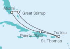Reiseroute der Kreuzfahrt  Ostkaribik mit Miami im Sommer - NCL Norwegian Cruise Line