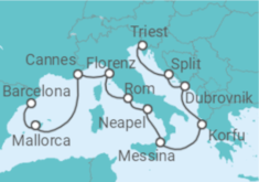 Reiseroute der Kreuzfahrt  Von Venedig  nach Barcelona - NCL Norwegian Cruise Line