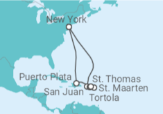 Reiseroute der Kreuzfahrt  Puerto Rico, Sint Maarten, Amerikanische Jungferninseln, Bahamas - NCL Norwegian Cruise Line