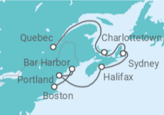 Reiseroute der Kreuzfahrt  Kanada, USA - NCL Norwegian Cruise Line