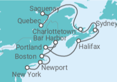 Reiseroute der Kreuzfahrt  Kanada, USA - NCL Norwegian Cruise Line