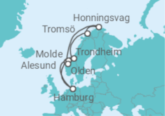 Reiseroute der Kreuzfahrt  Norwegen mit Nordkap - MSC Cruises