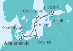 Reiseroute der Kreuzfahrt  Ostsee mit Visby & Danzig III - Mein Schiff