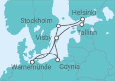 Reiseroute der Kreuzfahrt  8 Nächte - Ostsee mit Tallinn & Helsinki - Mein Schiff