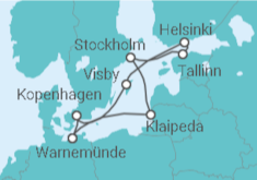 Reiseroute der Kreuzfahrt  Ostsee mit Visby & Stockholm - Mein Schiff