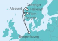 Reiseroute der Kreuzfahrt  7 Nächte - Norwegen mit Geirangerfjord - Mein Schiff