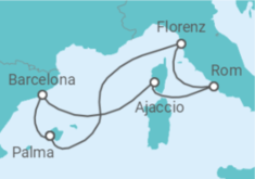 Reiseroute der Kreuzfahrt  Mediterrane Schätze ab Mallorca - AIDA