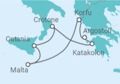 Reiseroute der Kreuzfahrt  Mittelmeerinseln ab Korfu - AIDA
