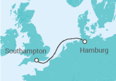 Reiseroute der Kreuzfahrt  Kurzreise Hamburg - Southampton - Cunard