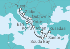 Reiseroute der Kreuzfahrt  Adria & Griechenland - AIDA