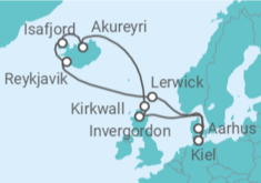 Reiseroute der Kreuzfahrt  Nordische Inseln mit Island - AIDA