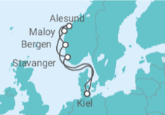 Reiseroute der Kreuzfahrt  Norwegen - MSC Cruises