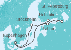 Reiseroute der Kreuzfahrt  Estland, Russland, Finnland, Schweden - Disney Cruise Line