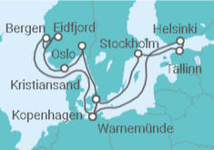 Reiseroute der Kreuzfahrt  Norwegen und Ostsee
- MSC Cruises