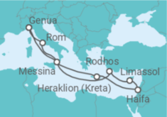 Reiseroute der Kreuzfahrt  Italien, Griechenland, Zypern - MSC Cruises